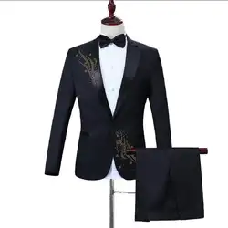 Новые брендовые Свадебные Для мужчин костюмы Бизнес Blzers Slim Fit костюм мужской смокинг жениха костюмы для выпускного формальный черный