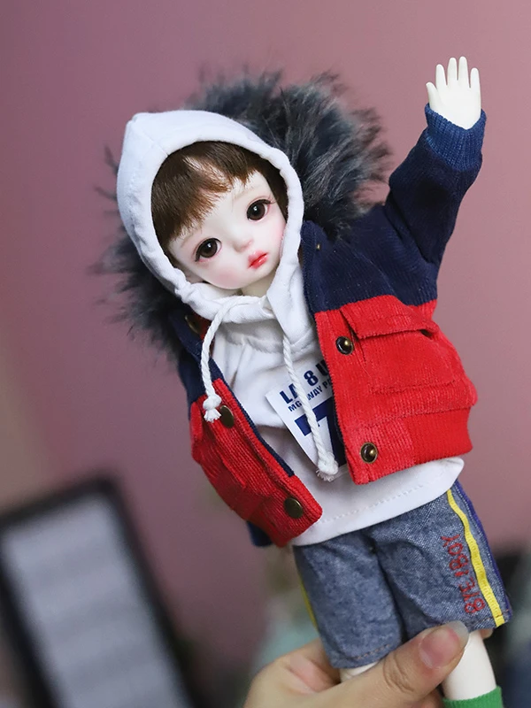 D01-P518 children handmade toy 1/6 1/4 Doll clothes BJD/SD doll Accessories red color Stitching pocket jacket 1pcs | Игрушки и хобби