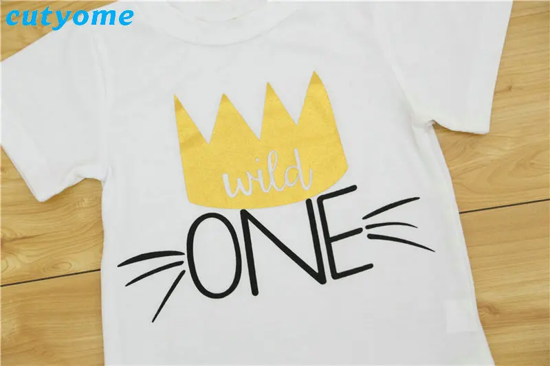 Baby Boys Girls T-shirts 1st Birthday Short Sleeve Top Tees Cotton Toddler Kids Boy Wild One T Shirt Clothing Child Girl tshirt (17)