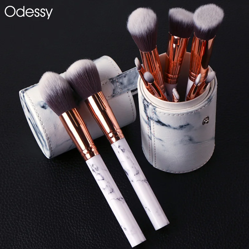 

10 PCS Professional Marble Makeup Brushes Soft Makeup Brush Set Foundation Powder Beauty Marble Make Up Tools with Holder
