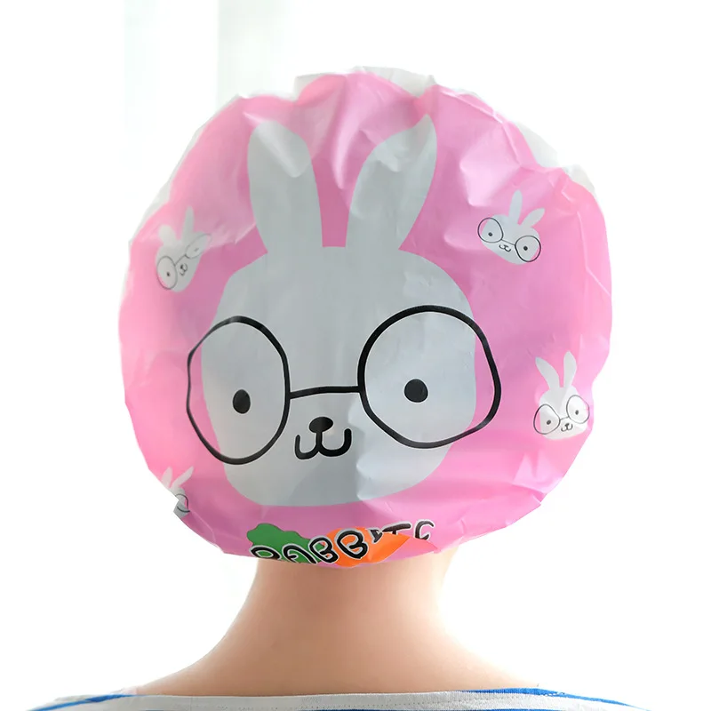 Super cute is a cartoon bath hat Japanese waterproof shower cap shampoo