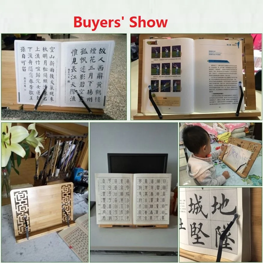 Tanie Bambusowy stojak na książki czytanie bambusowy duży średni mały stojak zitie rack bookend czytanie ramki na zdjęcia; stojak na książki uchwyt do kopiowania