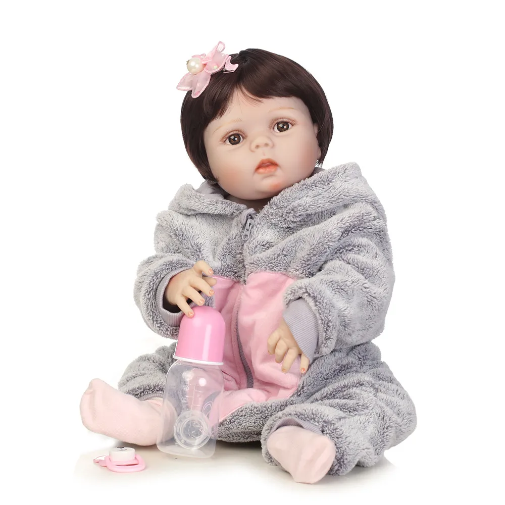 

NPK reborn full silicone dolls 22" alive baby reborn dolls adorable bebe princess reborn BJD bonecas play house toys for kid