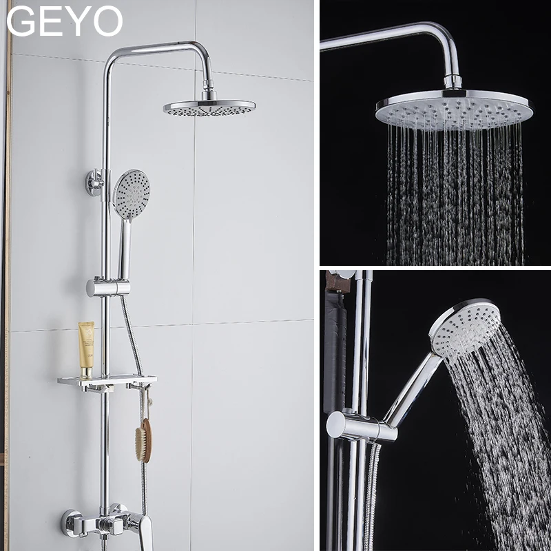 GEYO 3 modes ABS plastic Bathroom shower head big panel round Chrome