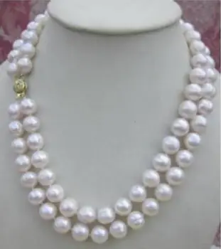 

gorgeous natural AAA 10-11mm White pearl necklace Yellow clasp 18" 28"