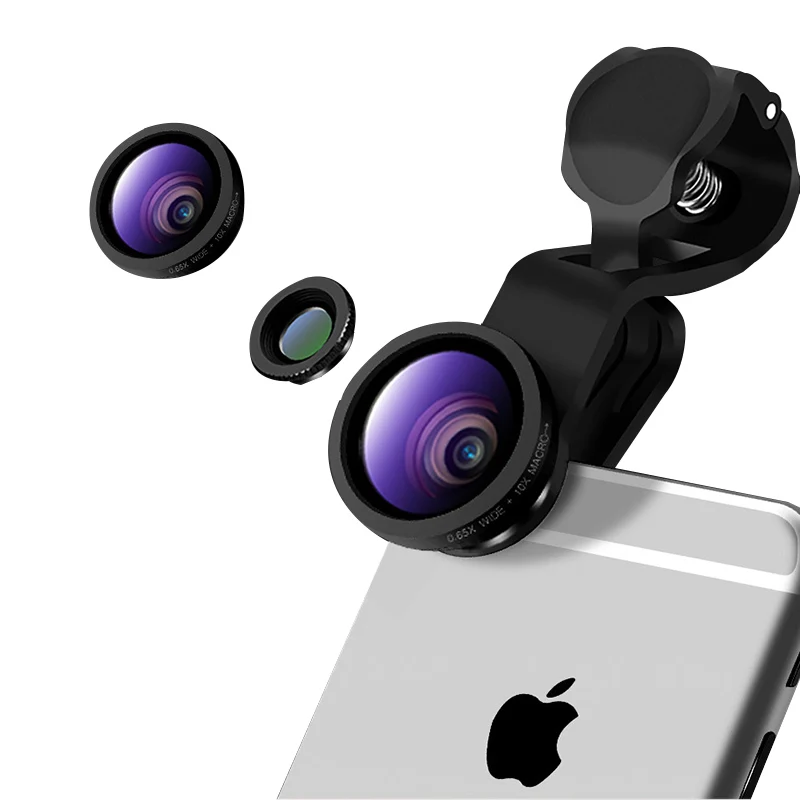 

Professional HD Phone Camera Lenses 120 degree Wide Angle 10x Macro Lens With Clips 2 in1 Kit For iphone X 8 7 Samsung Xiaomi