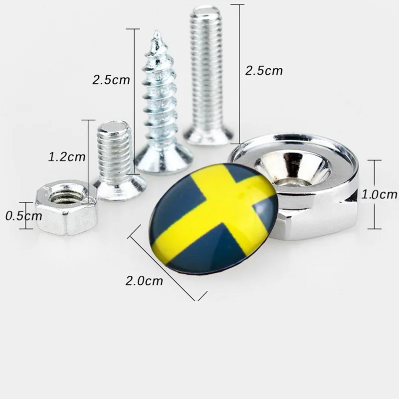 Шведский логотип автомобильный, металл, пластина, винт, все виды узоров автомобиля-Стайлинг, персонализированная наклейка, фиксированная рамка номерного знака, Накладка для болтов