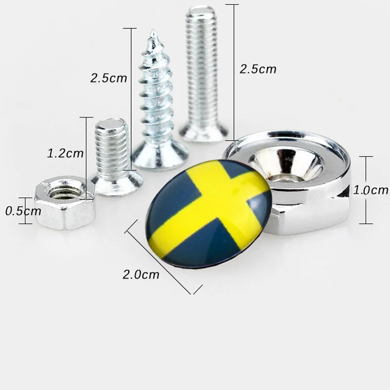 

Sweden Car Logo Metal Plate Screw all Kinds Of Pattern Car-styling Personalized Sticker Fixed License Plate Frame Bolts Cover