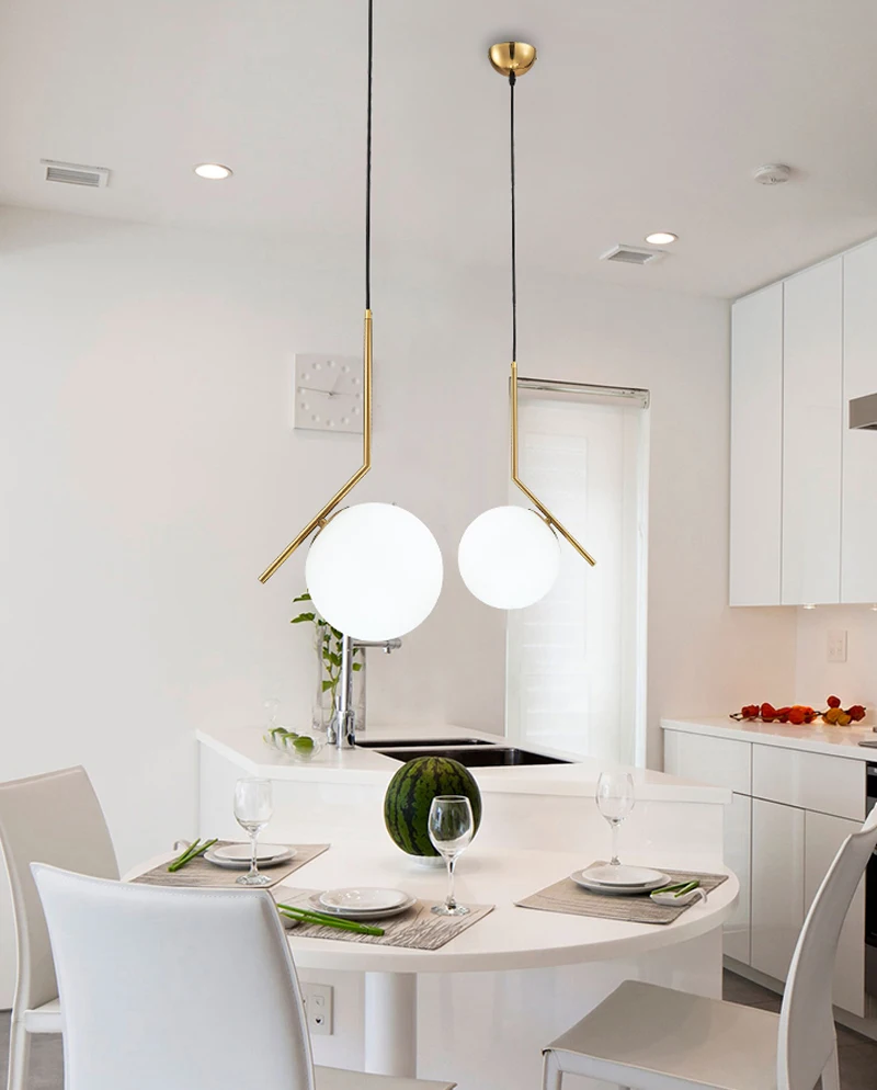 Horsten Nordic Style Pendant Light Glass Ball Lampshade Modern LED Pendant Lamp For Dining Room Bedroom Hanging Light Fixtures (4)