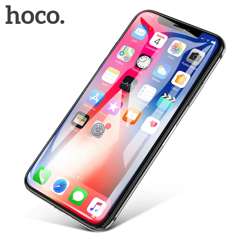 HOCO для Apple iPhone X XS Max XR Full HD защитная пленка из закаленного стекла для экрана 0,3 мм 3D полное покрытие защита сенсорного экрана