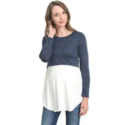 2018 с длинным рукавом одежды для беременной и няни Грудное вскармливание футболки зима кормящих топы для беременных Для женщин для