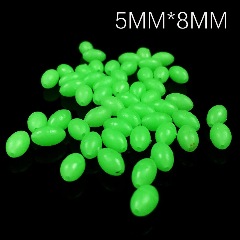 

100pcs 5 x 8mm Oval Luminous Fishing Beads Sea Fishing Lure Floating Float Tackles