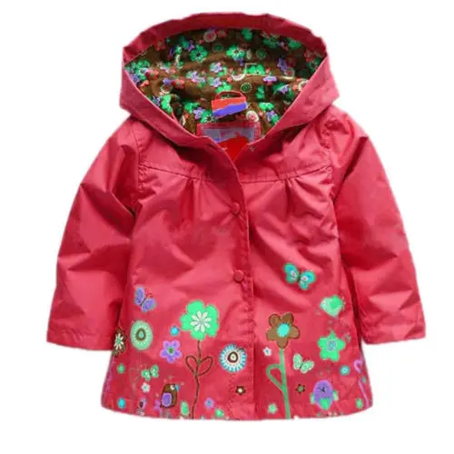 Kids-Children-Girl-Flowers-Hooded-Waterproof-Windproof-Raincoat-Jacket-Outwear