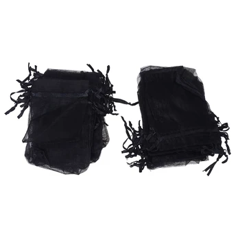 

50 3X4in Organza Jewelry Gifts Pouches Black for Wedding Favor
