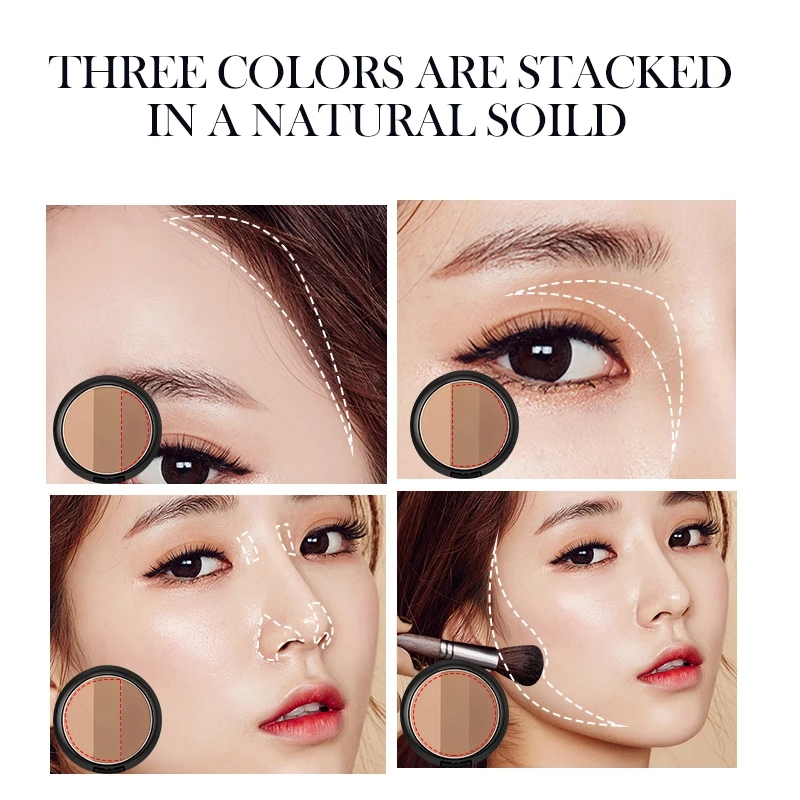 Natural 3 Colors Concealer Powder Palette Highlighter Base Contour Facial Cream Bronzers Cosmetic Face Make Up Maquiagem