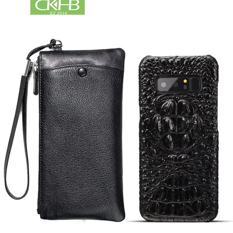 

CKHB Real Leather Wallet + Back Cover For samsung galaxy note 8 Luxury Genuine Leather Back Cover For galaxy note 9 Phone Bag