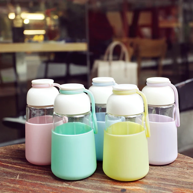 320ml Fashion Insulated Clear Glass Drinking Travel Water Sport Bottle Protective Silicon Case Tape Jug Transparent 320ml Fashion Insulated Clear Glass Drinking Travel Water Sport Bottle Protective Silicon Case Tape Jug Transparent
