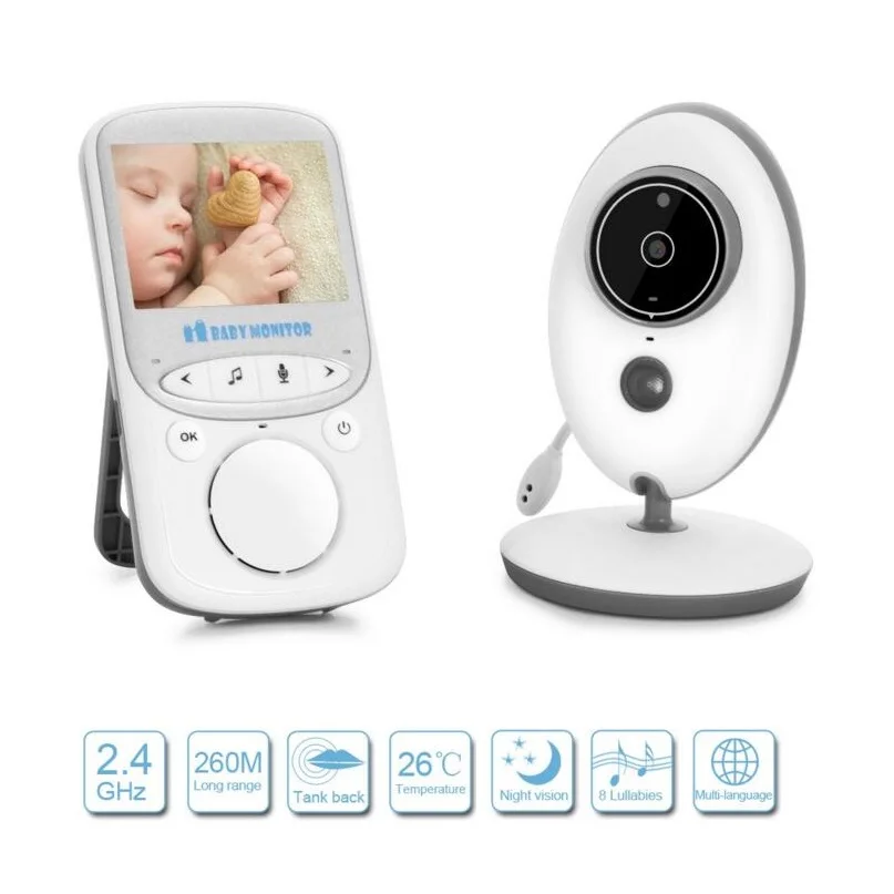 

babykam babyfoon met camera elektroniczna niania 2.4 inch LCD IR Night Vision Temperature Monitor Lullabies Intercom baby nanny