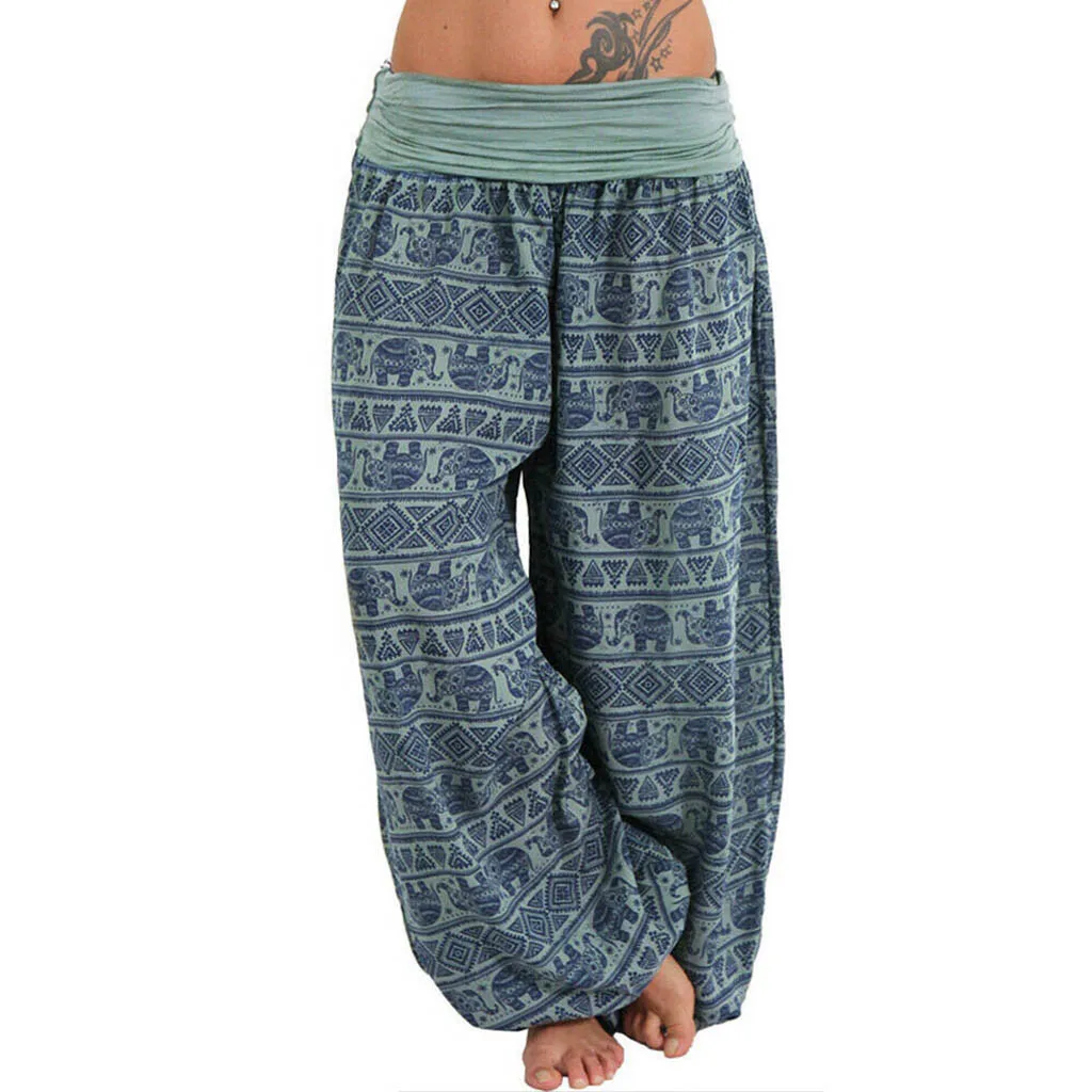 

Pants Women Pants Plus Size Women Trousers Women Streetwear 2019 S-5XL Summer Printed Band Width Loose Leg Casual Pants Z4
