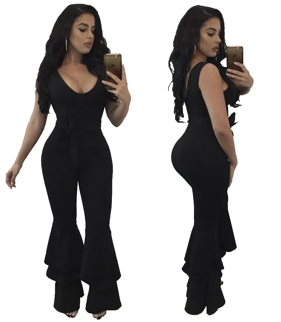 plus size black sleeveless jumpsuit
