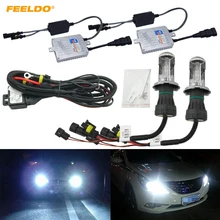 FEELDO 1 комплект фар автомобиля переменного тока 12В 55 Вт H4 HID ксеноновая лампа Hi/короче спереди и длиннее сзади) Луч би-ксеноновая лампа Тонкий комплект ballast HID