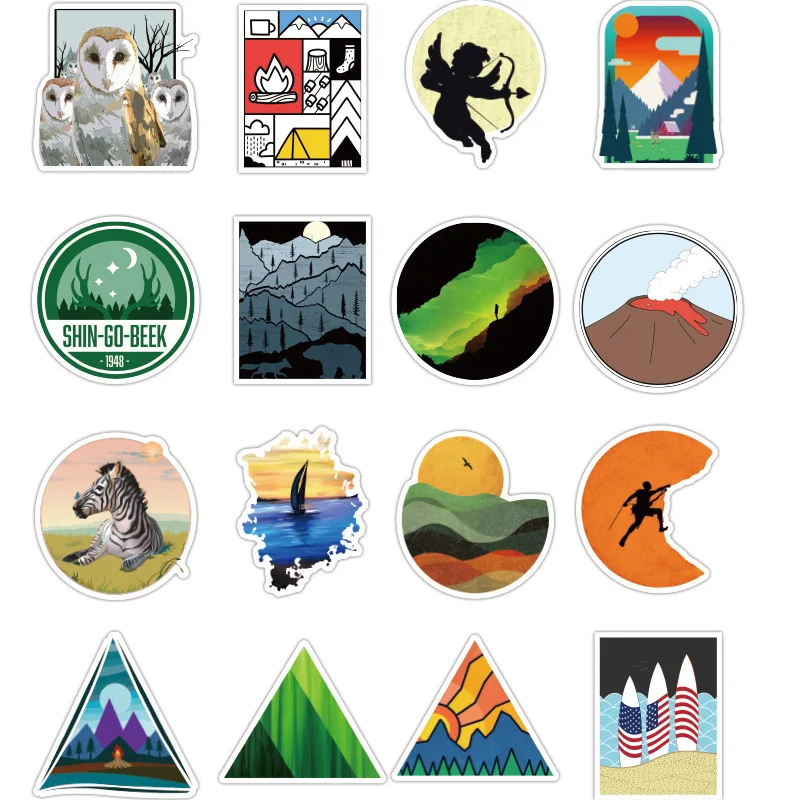 50pcs waterproof Travel Stickers Wilderness Adventure Outdoor Landscape Waterproof Decal Sticker to DIY Suitcase Laptop Motor