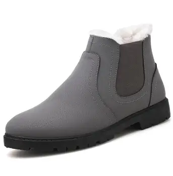 

NEW British Men Chelsea Boots Ankle Boots Fashion Men's Male Brand Leather Quality Slip Ons Motorcycle Man Warm snow boots botas