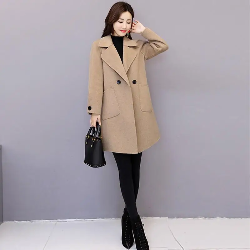 2019 gray Solide Pardessus qian Outwear V509 Tuo mi Laine Femmes Épaississent Se Pinck Hiver Automne Se Veste Mélanges Manteaux Chaud De Ka Mince Femme Occasionnel Dames CdBoex