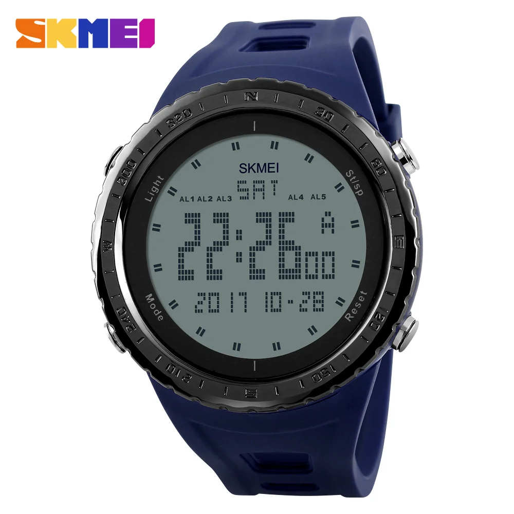 Военные часы, мужские модные спортивные часы SKMEI, брендовые, светодиодный, цифровые, водонепроницаемые, для плавания, спортивные, для улицы, женские наручные часы 1246 - Цвет: Синий