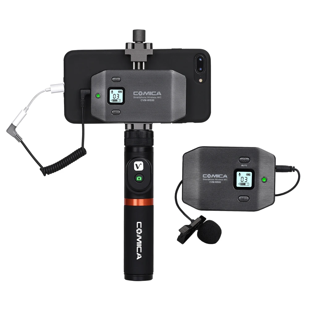 CoMica CVM WS50A Pro Микрофон для смартфона с отворотом беспроводной микрофон w Bluetooth RC Grip