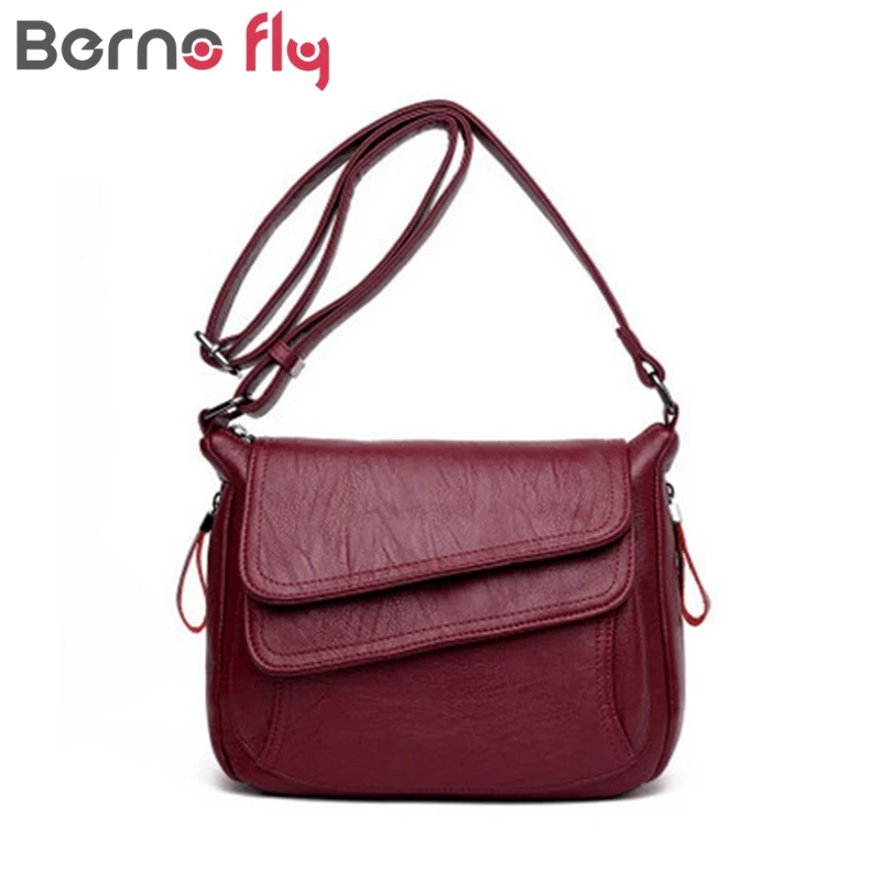 

Berno Fly Female Messenger Bags Feminina Bolsa Leather Summer Handbags Women Bags Designer 2019 Sac a Main Ladies Shoulder Ba