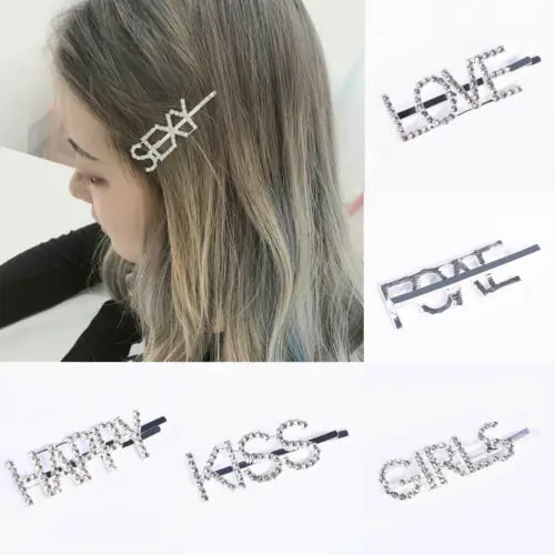 8 стильные шпильки для женщин и девочек заколка для волос кристаллы буквы горного хрусталя Шпилька заколка для волос Слайды ручки Новая мода