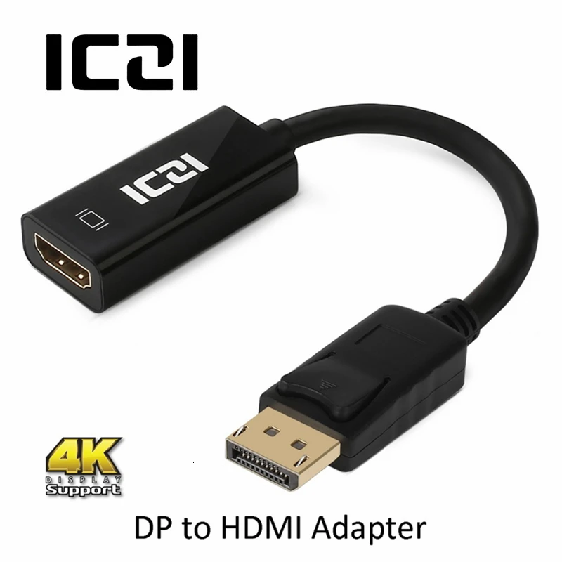 ICZI 4K DisplayPort к HDMI адаптер Позолоченный разъем DP кабель для ноутбука VGA Surface Pro