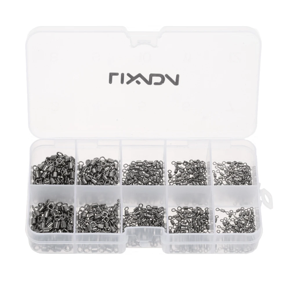 

Lixada 500Pcs Fishing Swivels Rolling Swivel Iron Solid Rings Fishing Hook Connector In Box Accessories 4# 6# 8# 10# 12# Pesca