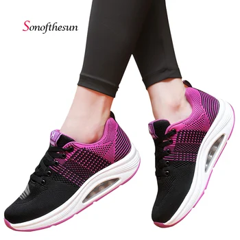 

Autumn Winter Summer Running Shoes For Women Breathable Air Cushion Sole Outdoor Walking Sneakers Thick Soles Woman Sport Shoes