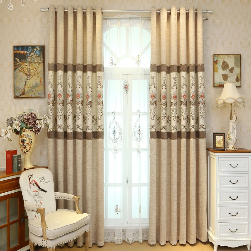 Us 98 9 Beige Embroidered Curtains For Living Room Blackout Blinds For Bedroom Balcony Yarn Drapes Tulle Voile Cortina De Quarto In Curtains From