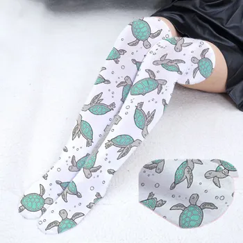 

Summer nylon Printed Thin Stockings Women Girls japanese kawaii Casual Thigh High Knee Socks Womens Elastic Stockings 6SJ-SW34