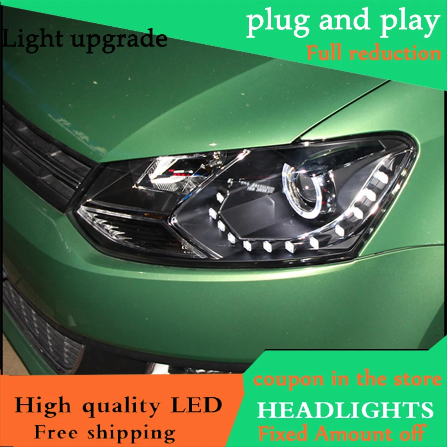 Автомобильный стильный головной светильник для VW Polo светодиодный головной светильник 2010- Polo GTI angel eyes Светодиодный дневной ходовой светильник Bi-Xenon HID аксессуары