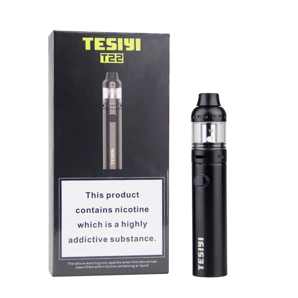

TESIYI T22 Starter Kit Electronic Cigarette Vape Pen 1700mAh Battery 2ml Atomizer with USB Charger huge vaporizer Kits
