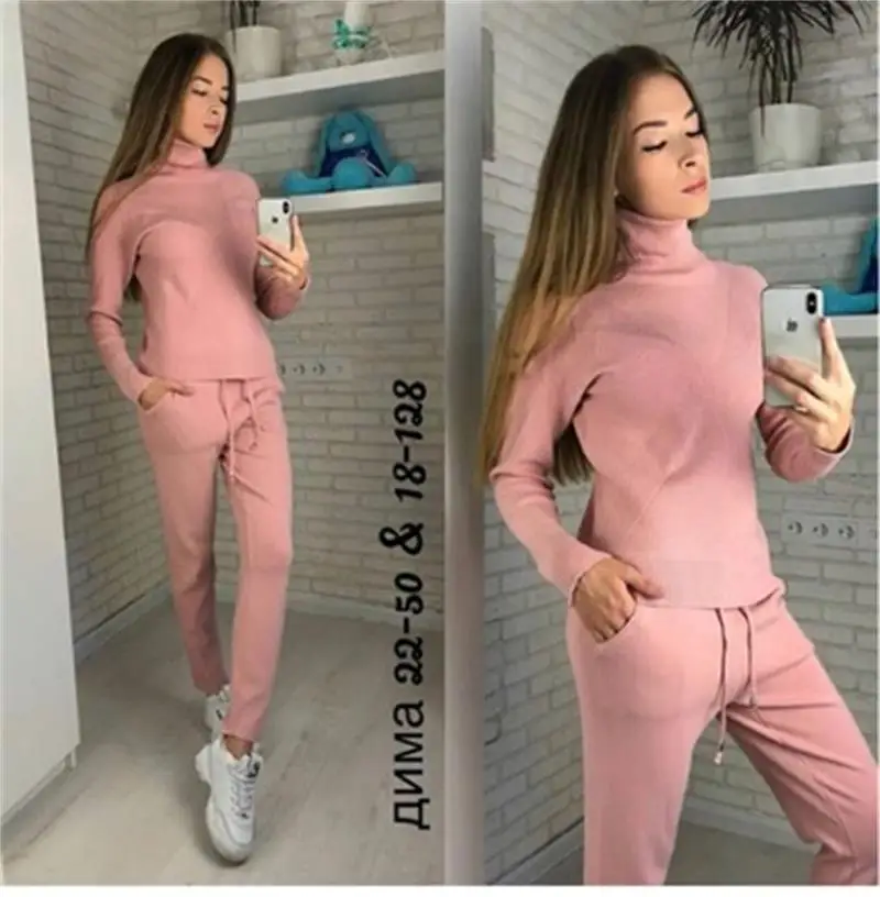 Autumn-and-winter-explosions-sportswear-high-collar-sweater-knit-pants-suit-casual-women-s-two-piece (3)