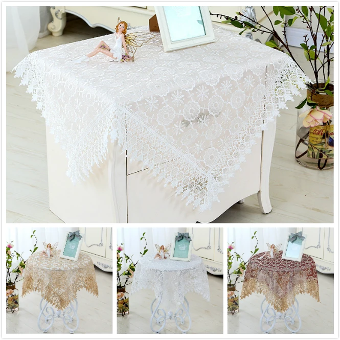 

European Water Soluble Lace Glass Mesh Embroidery Tablecloth Placemat Fireplace Coffee Table Cloth Christmas Wedding Decoration