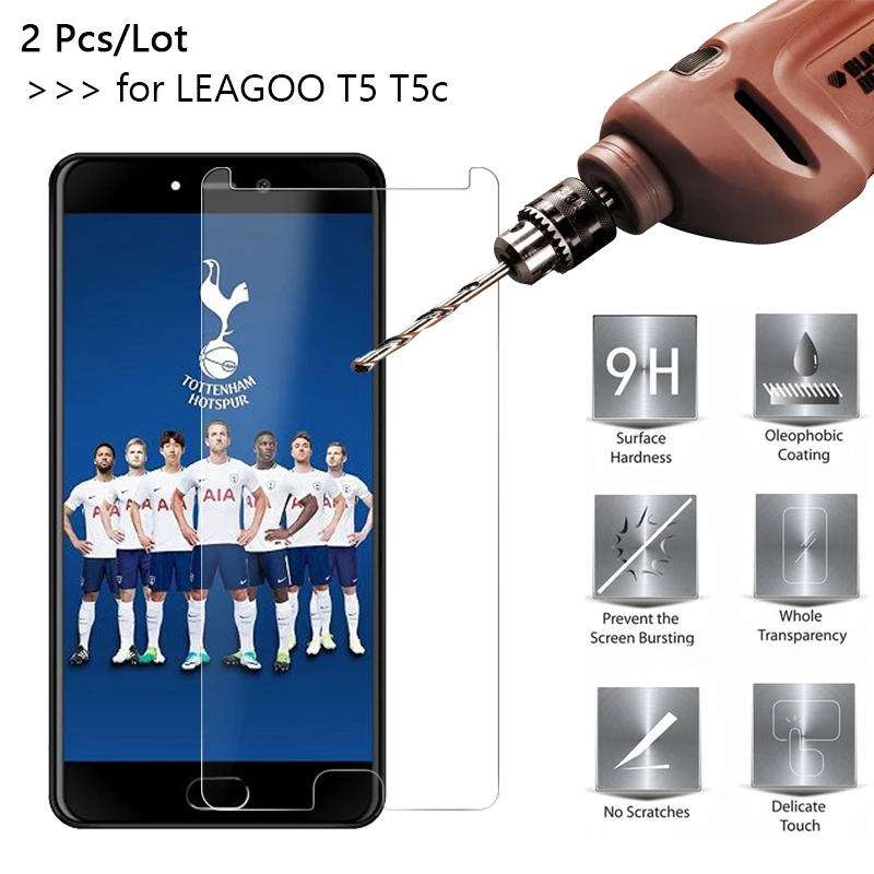 2 шт./партия 2.5D 0,26 мм 9H Премиум Закаленное стекло для Leagoo T5 T5C 5,5 дюймов Защитная пленка для экрана для Leagoo T5C