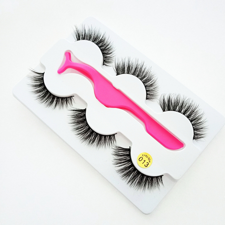 3 pairs Eyelashes +tweezers Natural Mink False Eyelashes Fake Lashes 3D Mink Lashes Eyelash Extension Makeup Kit