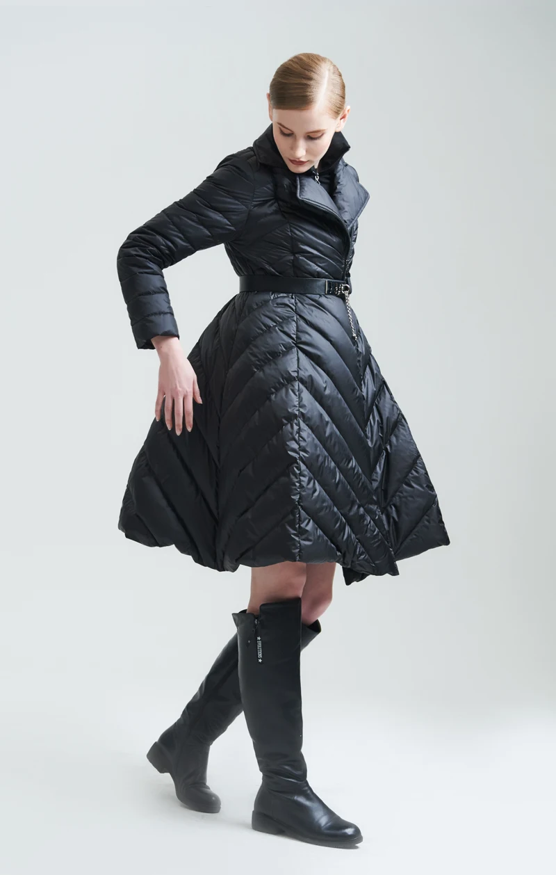 Высокое качество зимнее женское пуховое пальто высокого класса бренд европейская мода юбка Стиль длинное пуховое пальто верхняя одежда