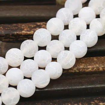 

2PCS Wholesale 6 8mm White Natural Stone Frosted Matted Agates Onyx Round Loose Beads for Jewelry Making DIY Finding 15inch A397