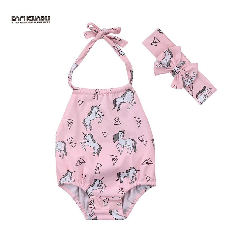 

2018 New Unicorn Bodysuits Newborn Baby Infant Girl Sleeveless Bodysuit Cotton Baby Girl Jumpsuit Outfits Clothes Body Infantil