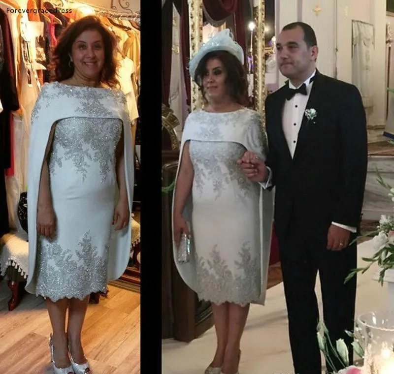 Элегантные платья для матери невесты аппликация с накидкой строгий костюм; для жениха длинное платье для крестной Матери Свадебные платья для гостей плюс размер