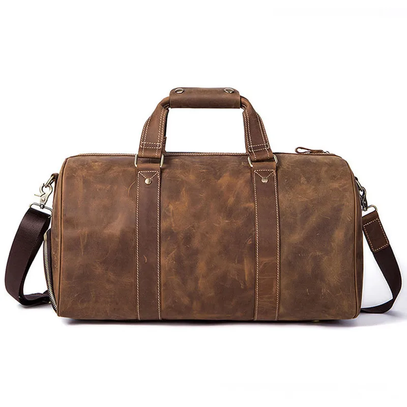 Натуральная винтажная сумка унисекс из воловьей кожи, Вместительная дорожная сумка, Большая вместительная спортивная сумка, Удобная дорожная сумка для ноутбука, багаж - Цвет: 24 inch