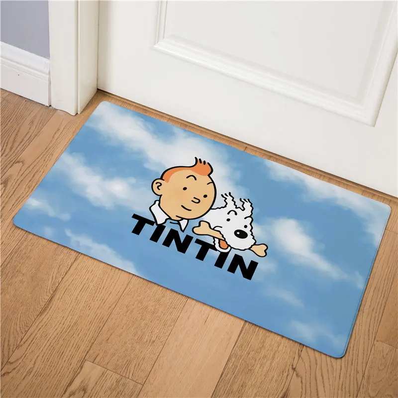 Мультяшный Tintin коврик для входной двери, Противоскользящий коврик для пола, маслостойкий кухонный ковер, коврик аниме, легко чистится, коврик для двери из ПВХ - Цвет: 17