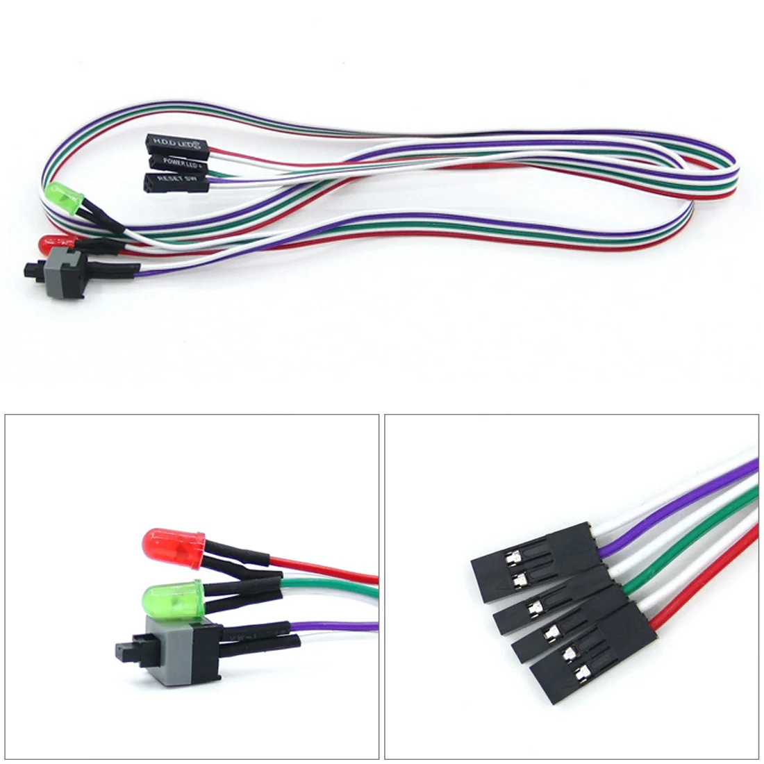 

Switch On/Off/Reset with LED Light Compute Motherboard Power Cable Adapter 60 cm Power Cable ATX PC Double